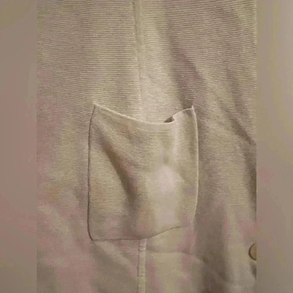 EILEEN FISHER Cream Silk and Organic CottonKnit Sweater Shacket Lagenlook; M - Picture 3 of 8